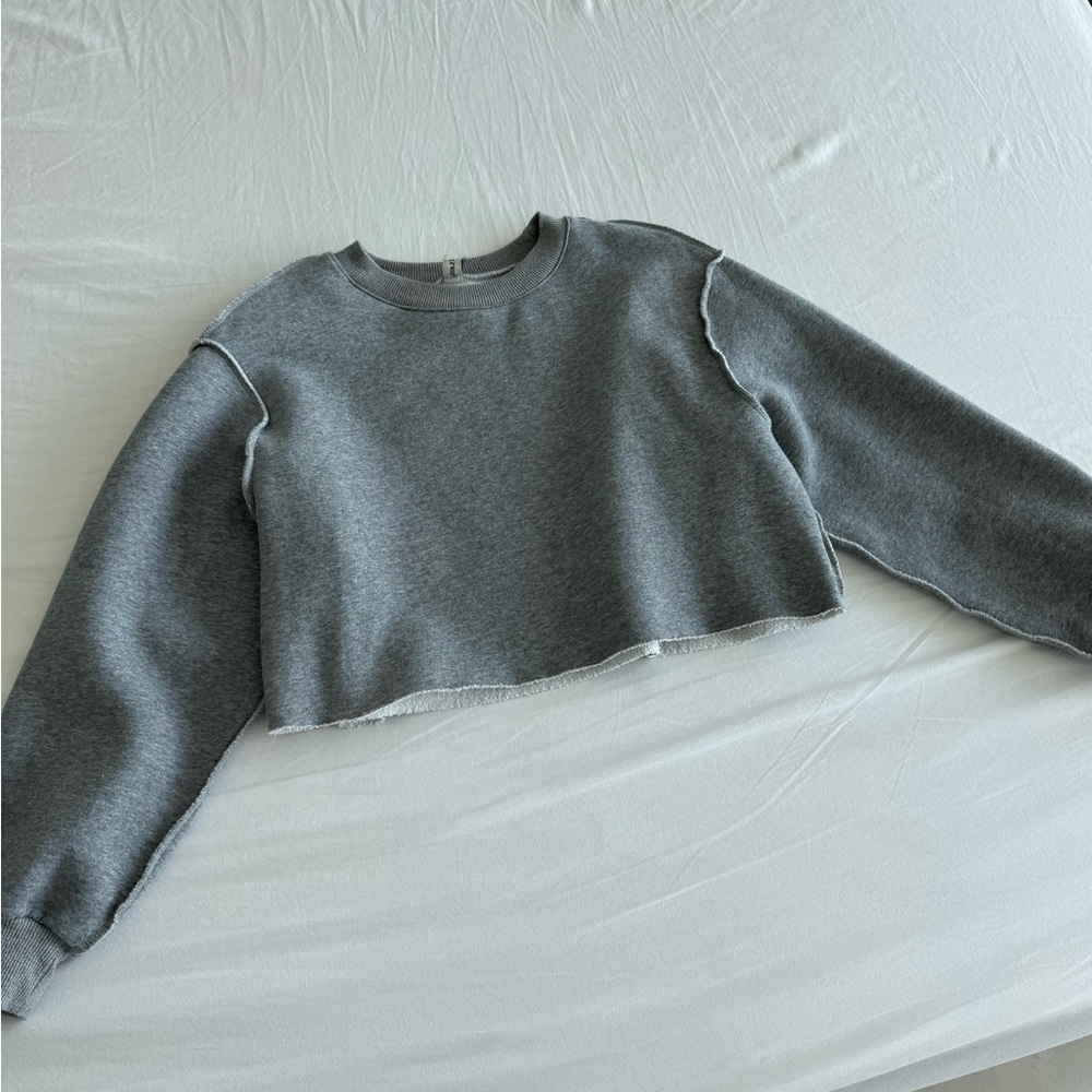 Charcoal Cropped Sweatshirt for Women